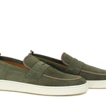 Slip on in camoscio traforata verdone con fondo in gomma 1055FLOG 160 ROSSI 