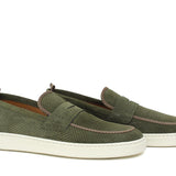Slip on in camoscio traforata verdone con fondo in gomma 1055FLOG 160 ROSSI 