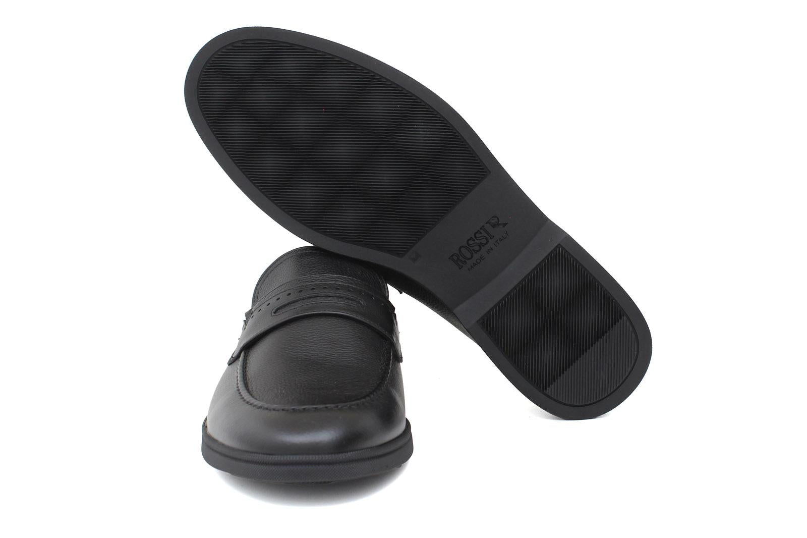 Mocassino in vitello morbido color nero con fondo in gomma cucita blake 1074LOSNE 94 ROSSI 