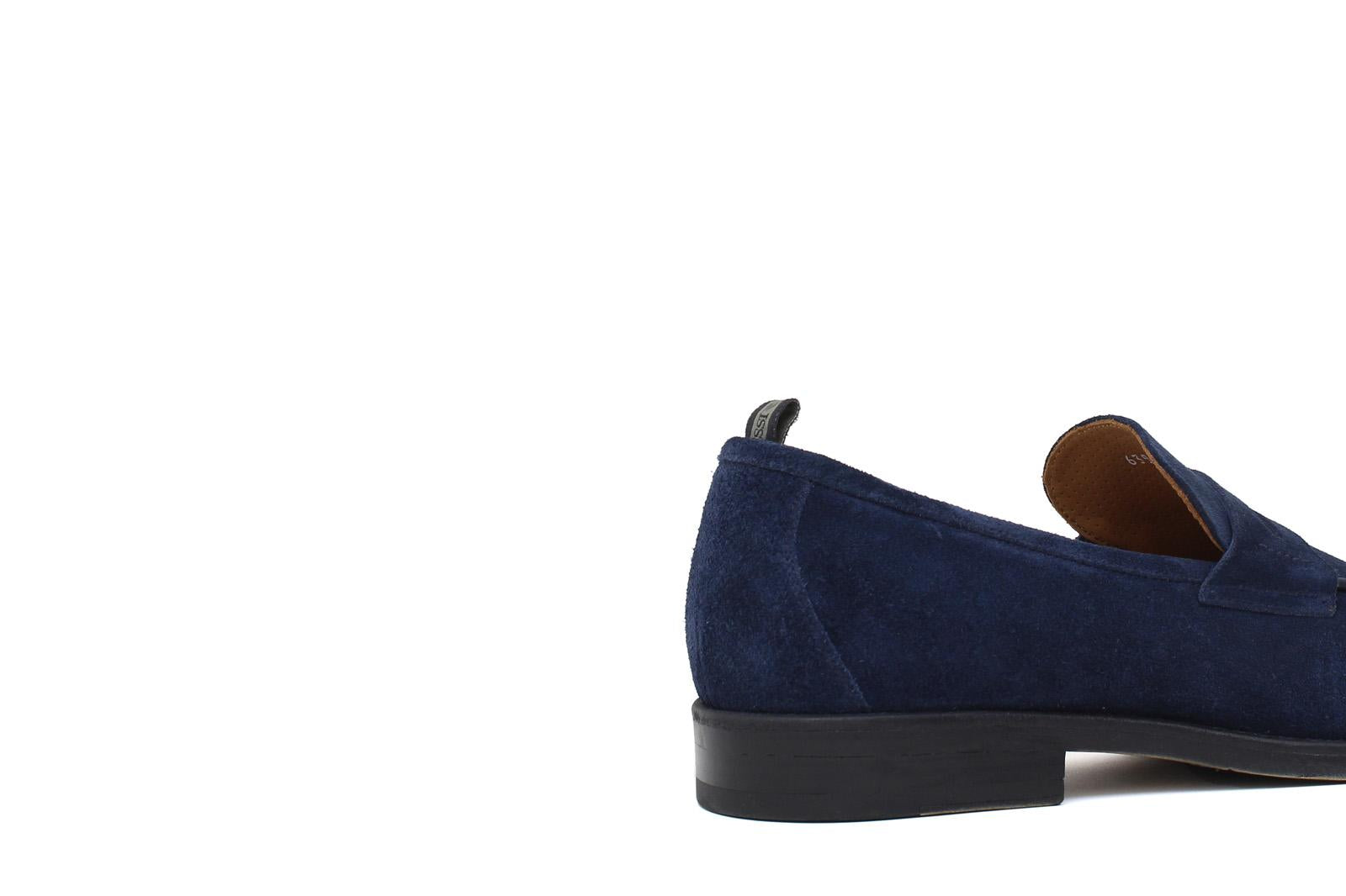 Mocassino in camoscio navy con fondo in gomma cucito blake 639FLOOLT 411 ROSSI 