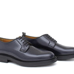 Derby donna in vitello spazzolato blu con fondo in gomma cucito D218CALB 17 ROSSI 