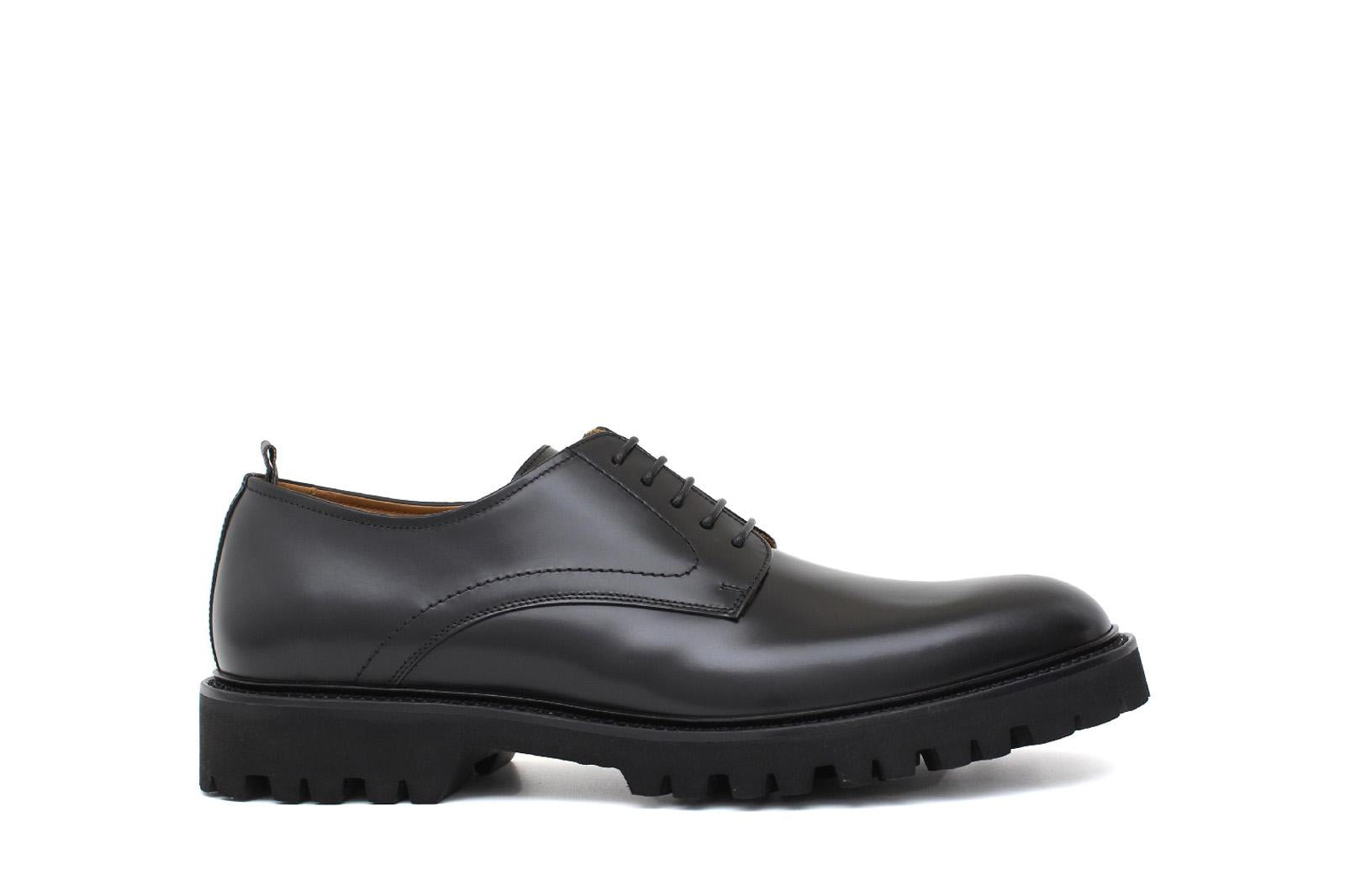 Derby liscio in vitello spazzolato nero con fondo in gomma leggera 455CNE 183 ROSSI 
