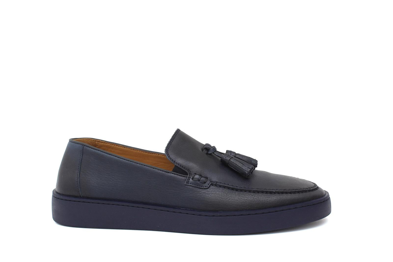Slip on in vitello naturale blu sfumato con fondo in gomma cucito 622CADIXB 67 ROSSI 