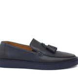 Slip on in vitello naturale blu sfumato con fondo in gomma cucito 622CADIXB 67 ROSSI 