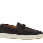 Slip-on con laccio in pelle  in camoscio marrone e fondo in gomma cucito 649FLOC 1133 ROSSI 