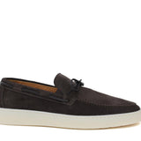 Slip-on con laccio in pelle  in camoscio marrone e fondo in gomma cucito 649FLOC 1133 ROSSI 