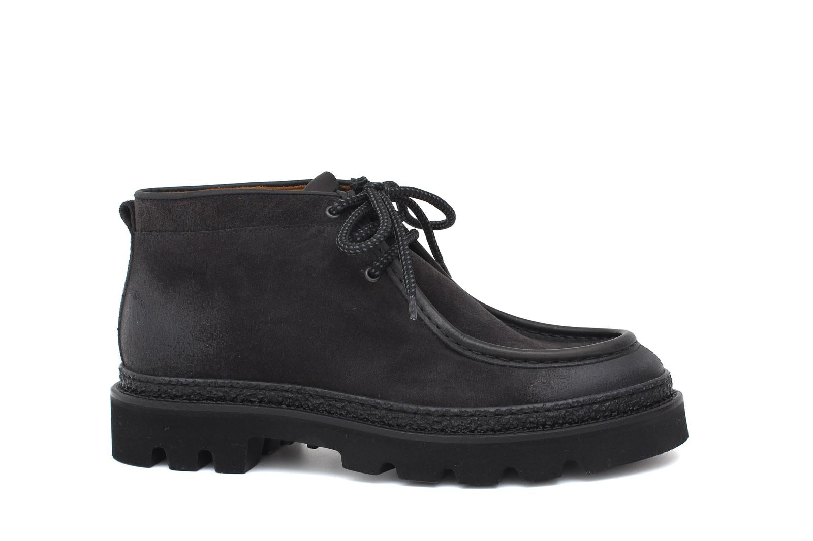 Polacchino modello ingegnere in camoscio anticato antracite con fondo roccia leggero 1253PCHSCAR 28 ROSSI 