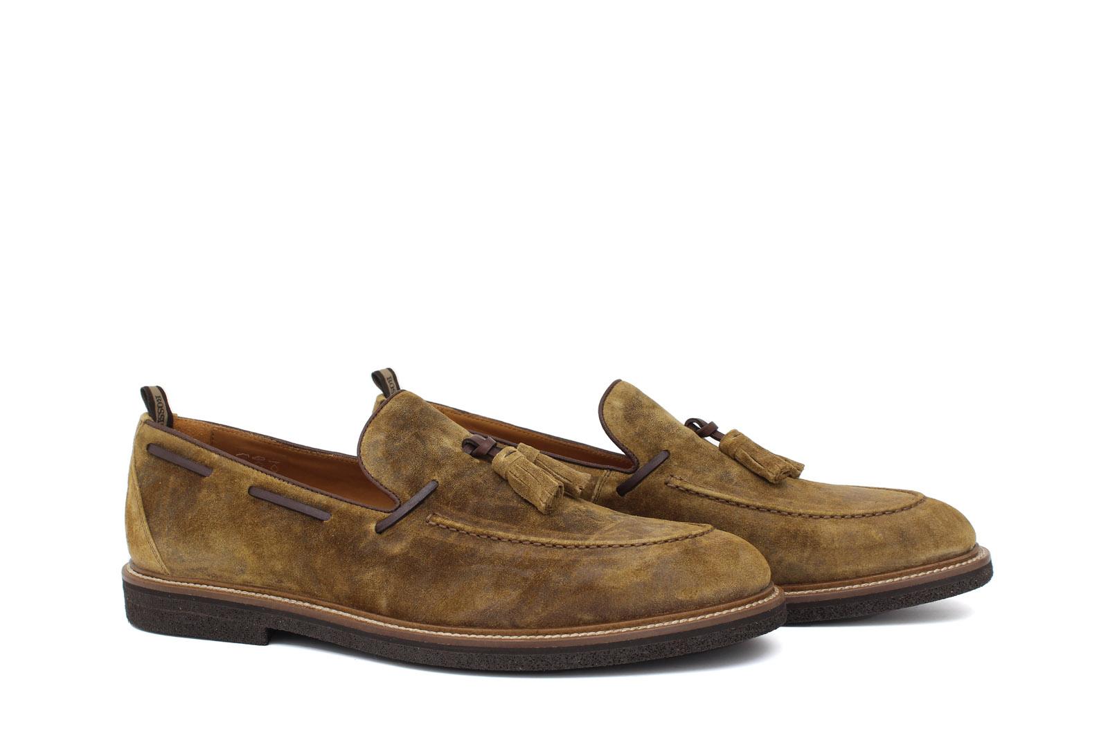 Mocassino in camoscio lavato color cuoio con fondo in gomma porosa leggera 9624TSE 300 ROSSI 