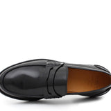 Mocassino College stile inglese in vitello spazzolato nero e fondo in gomma leggera 5316CALNE 143 ROSSI 