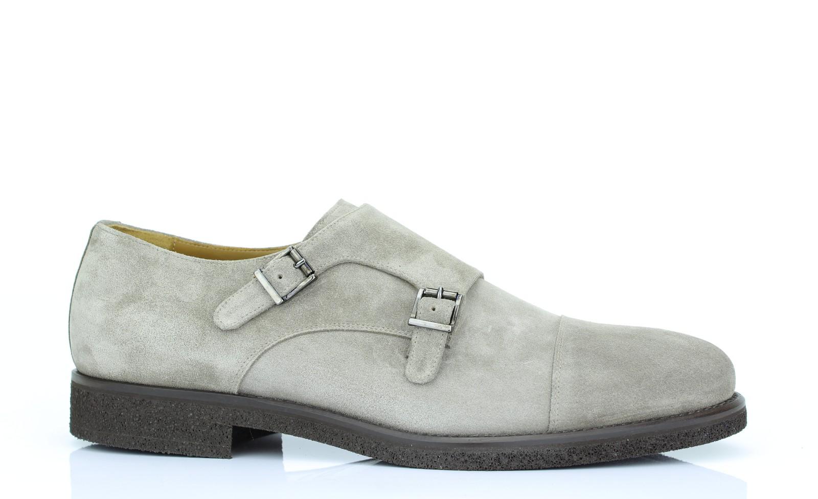 Doppia fibbia in camoscio taupe chiaro con fondo in gomma porosa leggera cucita 7728CFLOTAU 2 ROSSI 