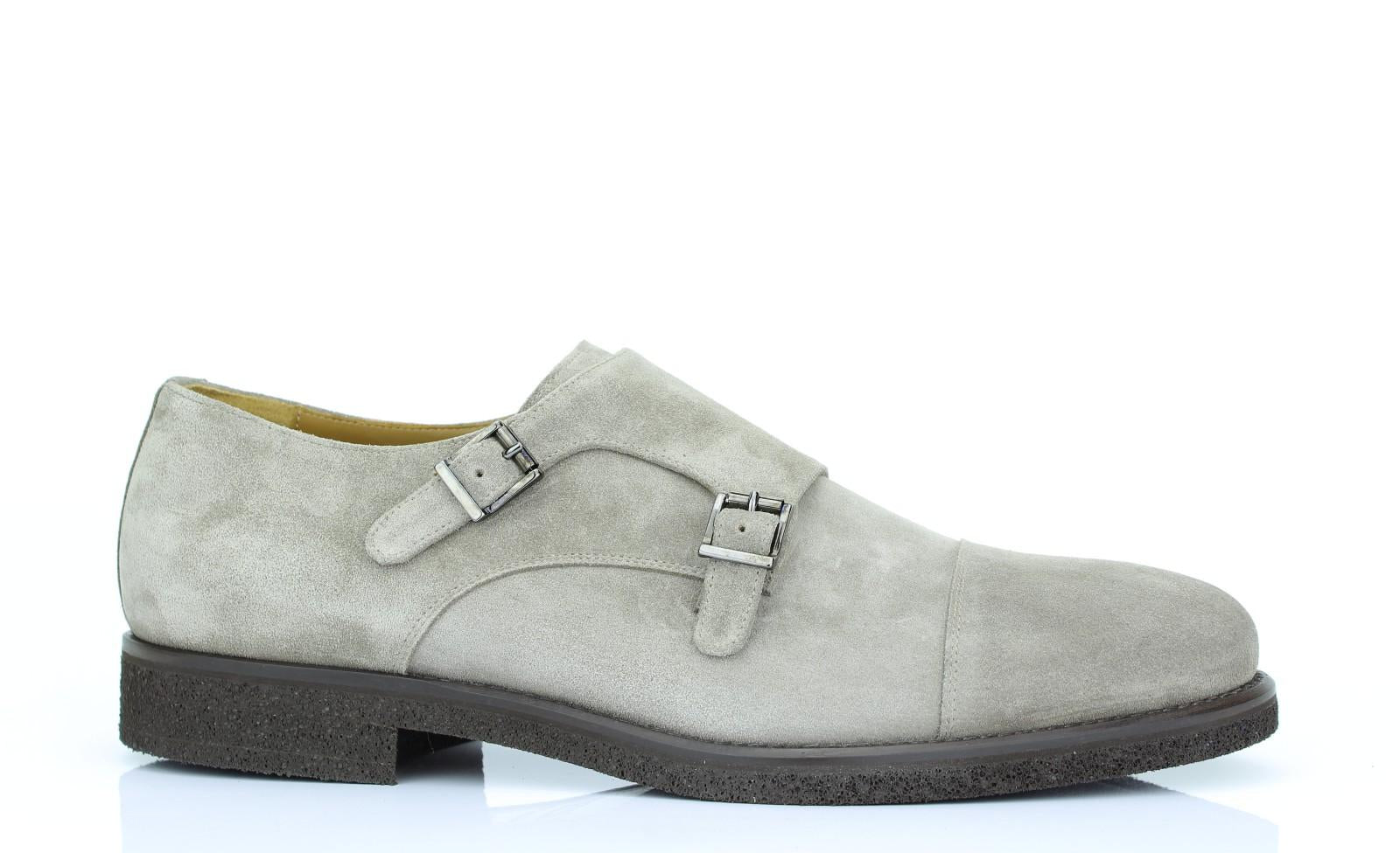 Doppia fibbia in camoscio taupe chiaro con fondo in gomma porosa leggera cucita 7728CFLOTAU 2 ROSSI 