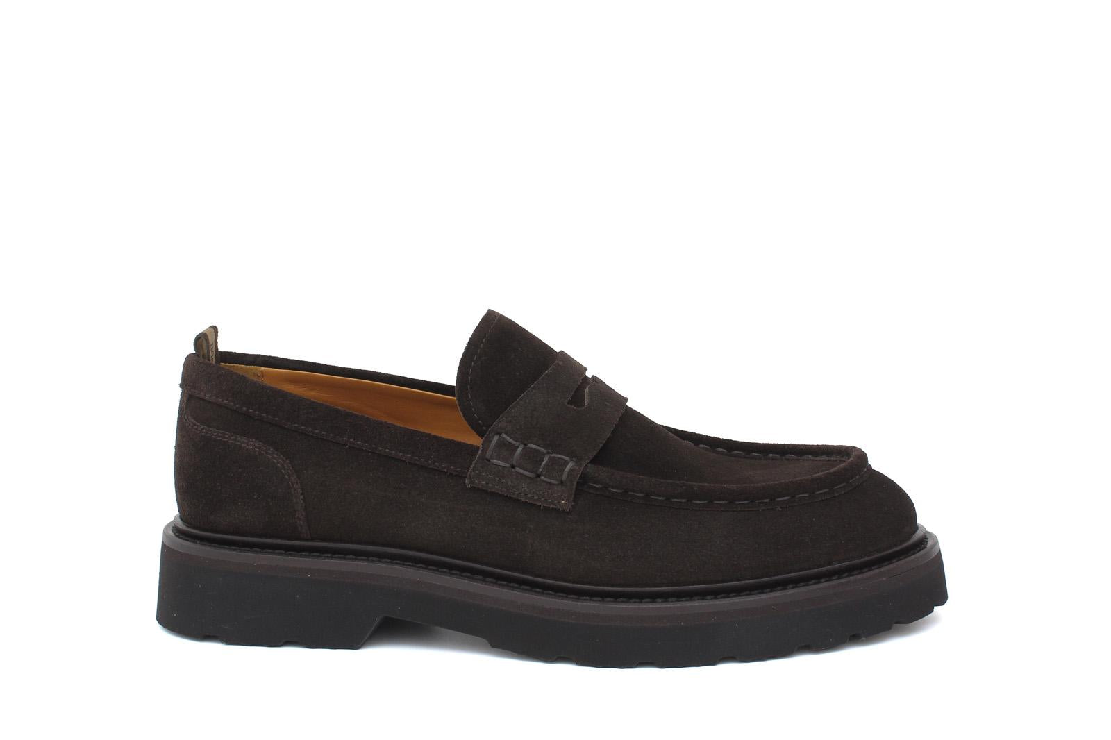 Mocassino stile ingegnere in suede  testa di moro e fondo gomma leggera 1223CHSMO 389 ROSSI 