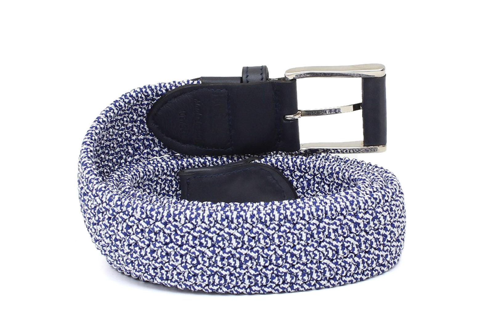 Cintura intrecciata elasticizzata nel colore blu chiaro con fibbia h 35 in nikel F0438NKEPB 90 ROSSI 