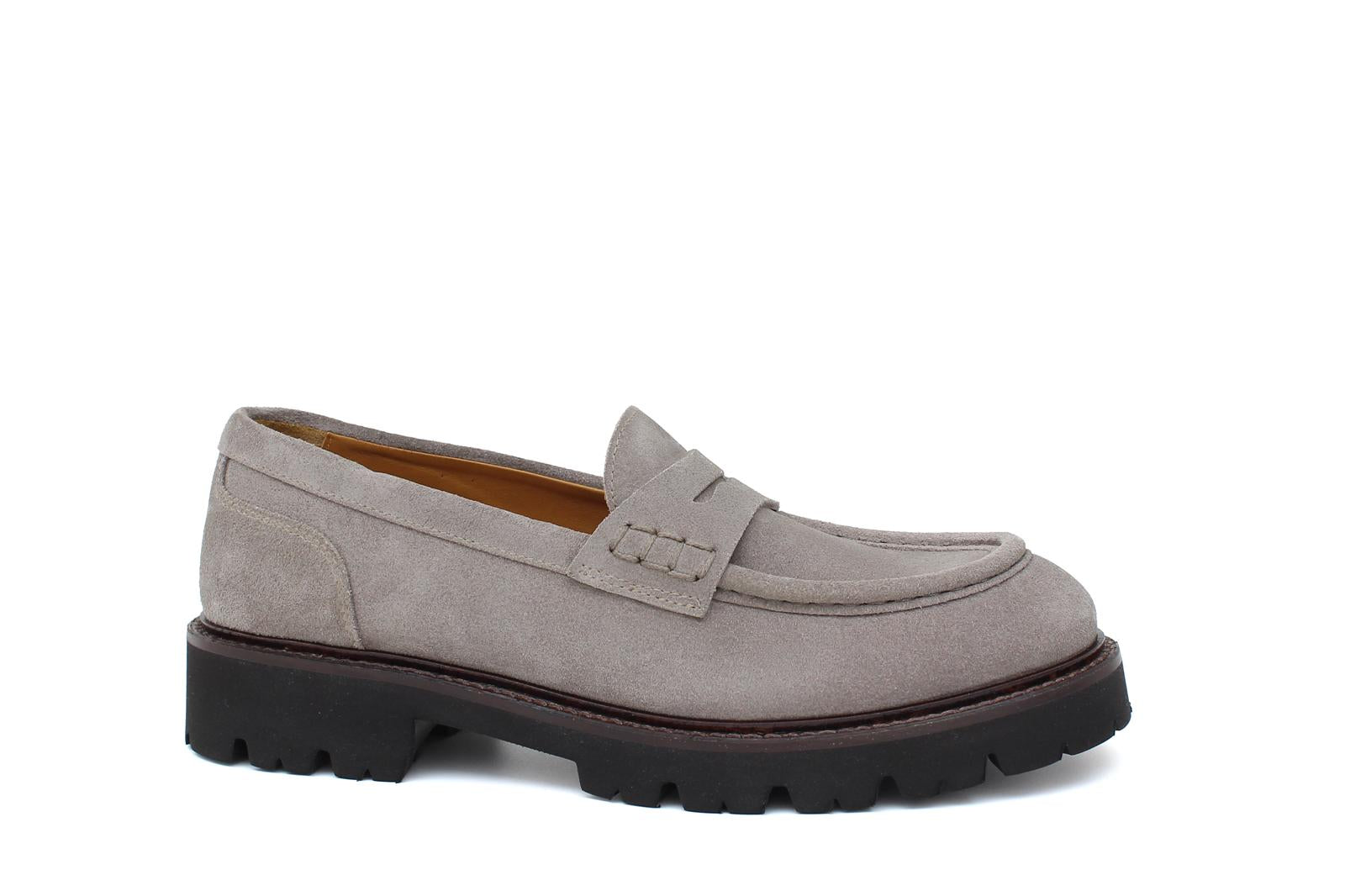 Mocassino donna stile ingegnere in suede color roccia e fondo in gomma leggera D212HSCLO 35 ROSSI 
