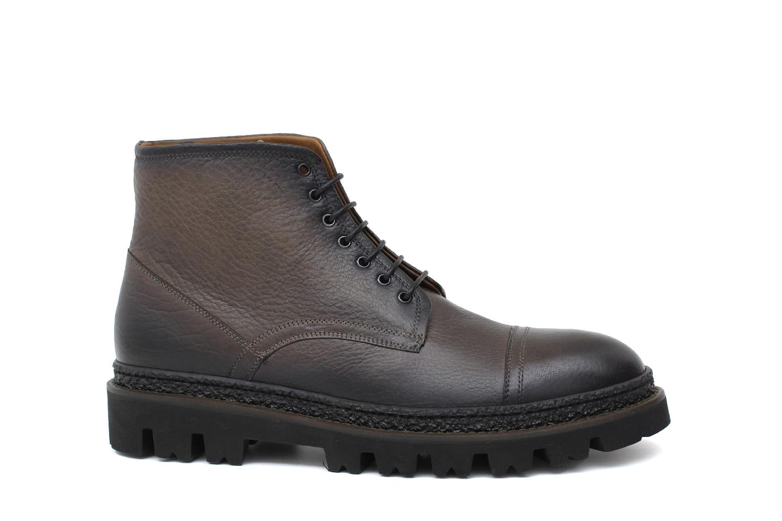 Stivaletto stringato in cervo vegetale color fango scuro con fondo gomma leggera 9199PCVGRI 178 ROSSI 