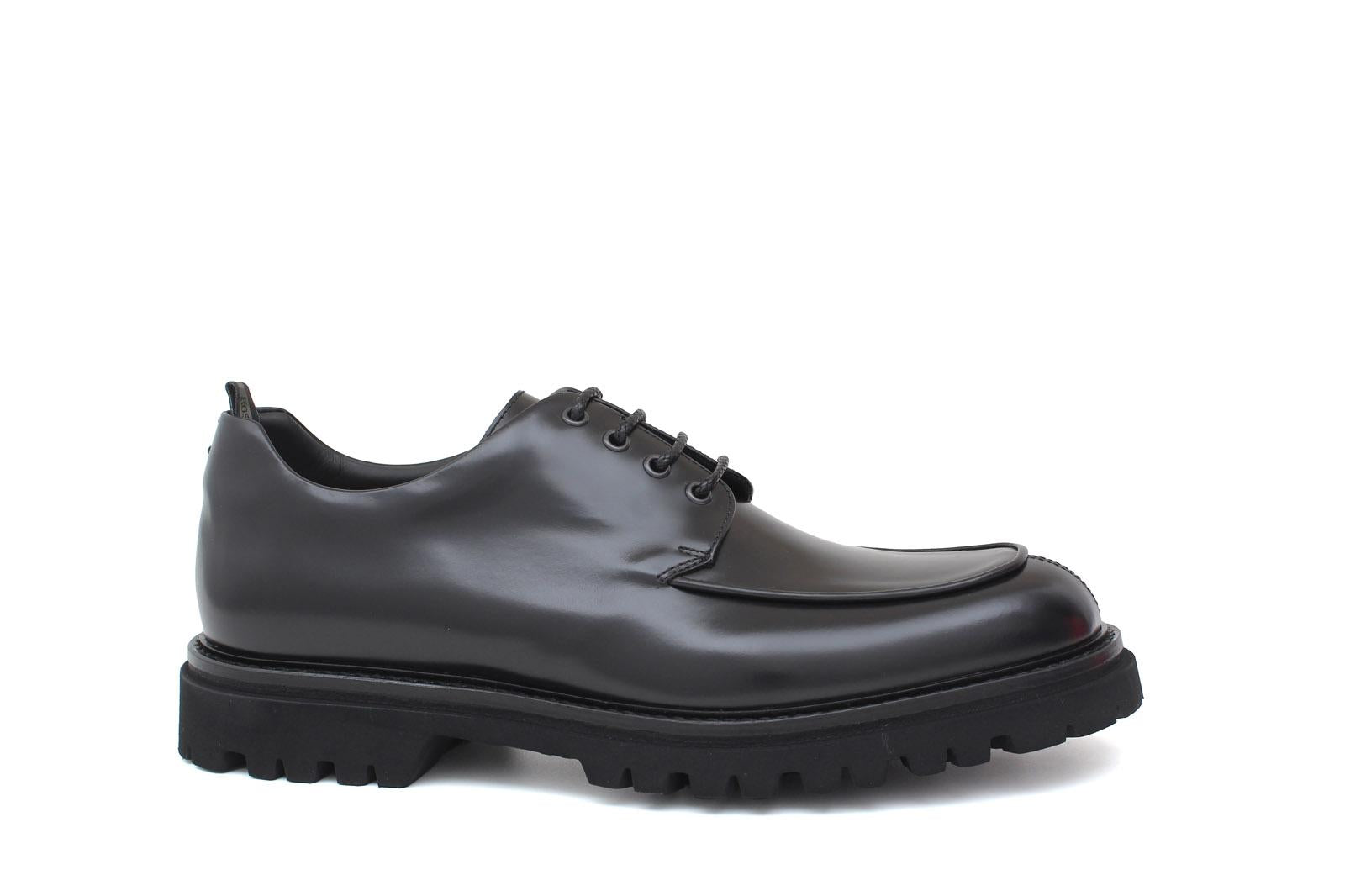 Derby in vitello spazzolato nero con fondo in gomma leggera 1203CNER 1117 ROSSI 