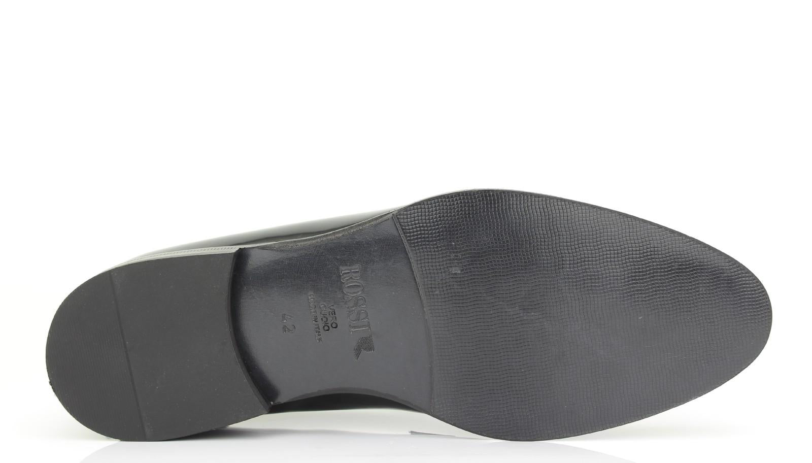 Mocassino in vernice blu con fondo in cuoio 8600VBLU 414  UN ROSSI 