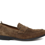 Mocassino in camoscio marrone con fondo in gomma cucita 9612GTF 371 ROSSI 