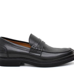 Mocassino College stile inglese in vitello spazzolato nero e fondo in gomma leggera 5316CALNE 143 ROSSI 