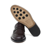 Mocassino sfoderato in vitello spazzolato bordò con fondo in cuoio antiscivolo cucito blake 7635CBOR 167 ROSSI 