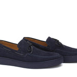 Slip on in camoscio blu con fondo in gomma cucito 649FLOBLU 201 ROSSI 