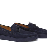 Slip on in camoscio blu con fondo in gomma cucito 649FLOBLU 201 ROSSI 