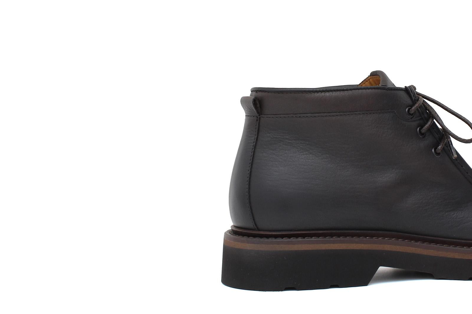 Polacchino stringato modello ingegnere in vitello nabuk anticato testa di moro con fondo in gomma leggera 1253PVTM 149 ROSSI 