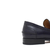 Mocassino College stile inglese in vitello spazzolato blu e fondo in cuoio 1/2 gomma 5316CALFBLU 104 ROSSI 