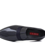 Mocassino in vernice blu scuro con riporto in raso e fondo in cuoio 8623VBLU 430 ROSSI 
