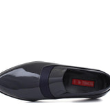Mocassino in vernice blu scuro con riporto in raso e fondo in cuoio 8623VBLU 430 ROSSI 