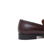 Mocassino donna con bandina in vitello spazzolato prugna e fondo in cuoio 1/2 gomma D205CPBOR 27 ROSSI 