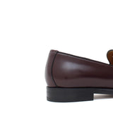 Mocassino donna con bandina in vitello spazzolato prugna e fondo in cuoio 1/2 gomma D205CPBOR 27 ROSSI 