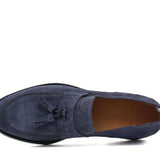 Mocassino in camoscio lavato navy  con fondo in cuoio antiscivolo lavato 1063VTZAF 14  UN ROSSI 