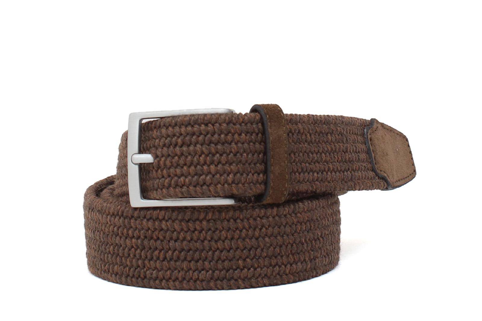 Cinta h35 con fibbia in nikel satinato con intreccio elasticizzato color marrone INTRELAMARR 122 ROSSI 