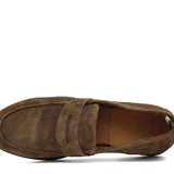 Mocassino in camoscio marrone con fondo in gomma cucita 9612GTF 371 ROSSI 
