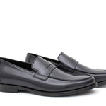 Mocassino con mascherina in vitello spazzolato blu scuro e fondo in cuoio 6834TBCUO 427 ROSSI 