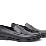 Mocassino con mascherina in vitello spazzolato blu scuro e fondo in cuoio 6834TBCUO 427 ROSSI 