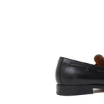 Mocassino sfoderato con mappine in vitello spazzolato nero con fondo in cuoio antiscivolo cucito blake 7637CN 1056 ROSSI 