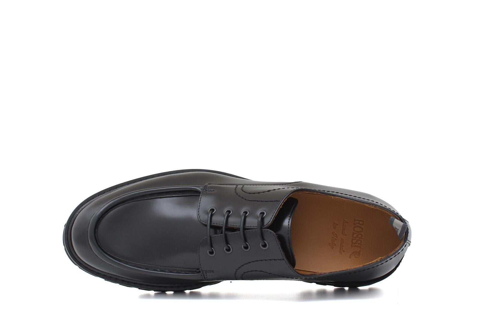 Derby in vitello spazzolato nero con fondo in gomma leggera 458CALNE 370 ROSSI 