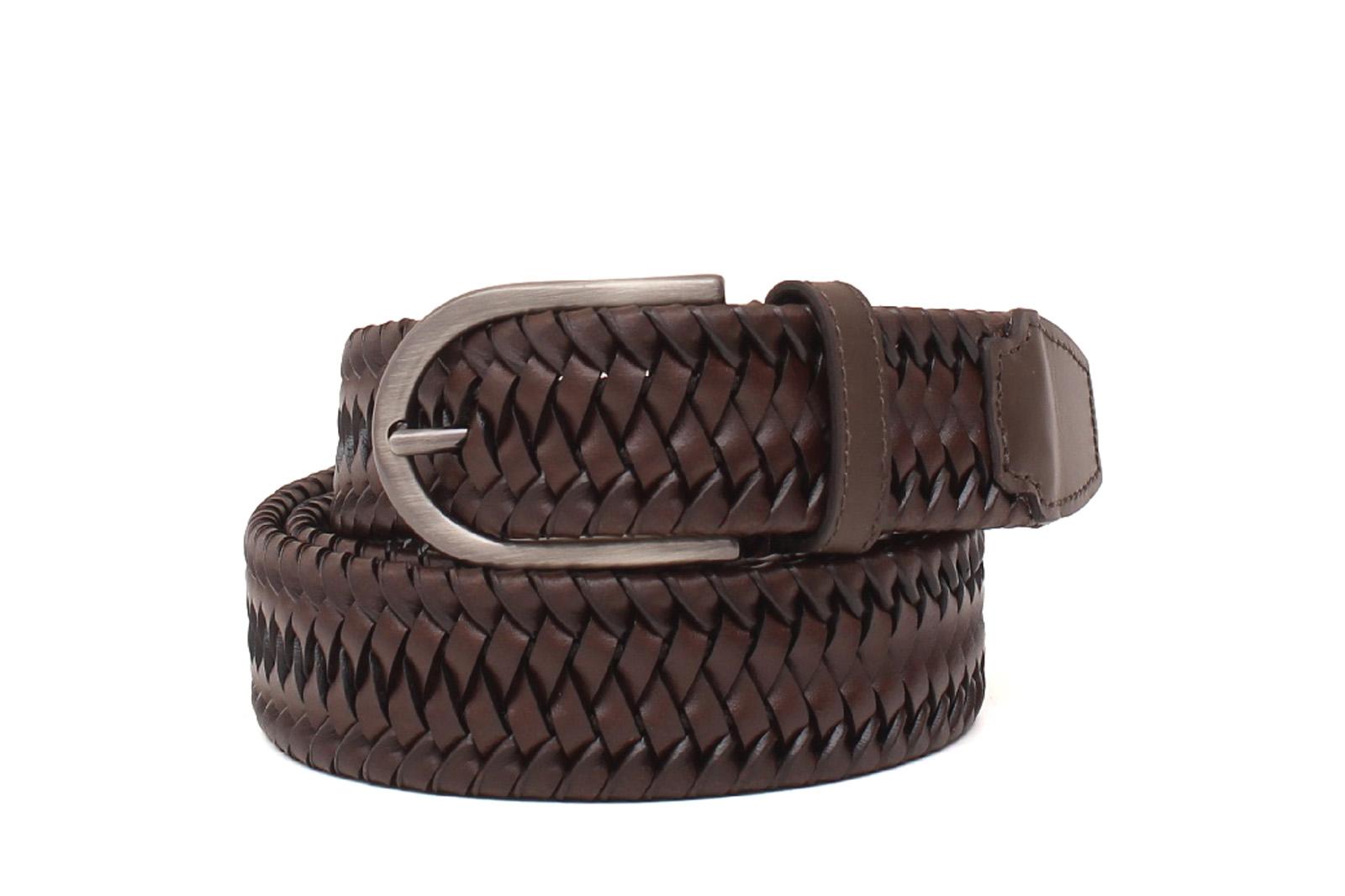 Cinta h 35 intreccio elasticizzato testa di moro con fibbia canna di fucile satinato F0311CF5H5TM 49 ROSSI 