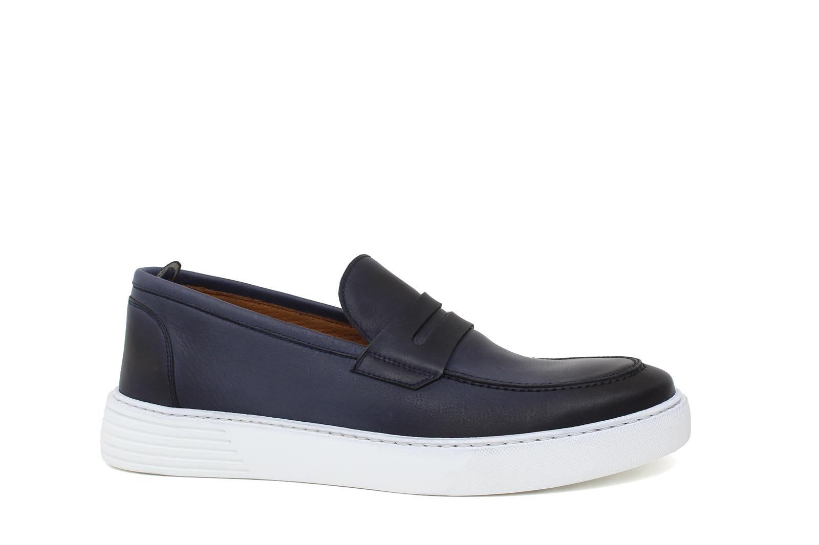 Slip on in vitello naturale navy sfumato con fondo in gomma leggera 1038DJE 173 ROSSI 