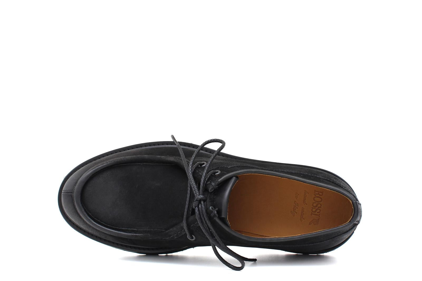 Stringata modello ingegnere in vitello nabuk nero e fondo in gomma leggero 1252REN 1087 ROSSI 