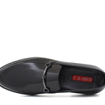 Mocassino con accessorio in vitello spazzolato nero con fondo in cuoio 1416TNE 628 ROSSI 