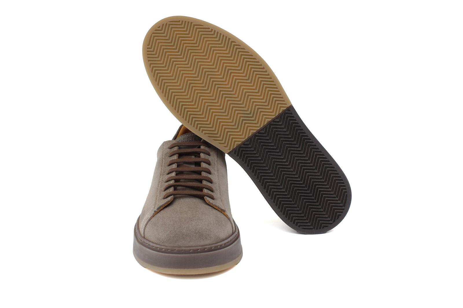 Sneaker stringata in suede fango con fondo in gomma tricolore 1043LHSBI 105 ROSSI 