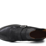 Beatles stile inglese con fibbia in nabuk anticato  nero e fondo in gomma 127PBAN 991 ROSSI 