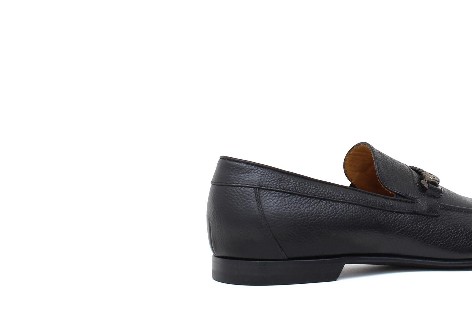 Mocassino in vitello dollaro nero con fondo in cuoio antiscivolo 679WILN 1136 ROSSI 