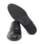 Francesina con puntalino in vitello spazzolato nero con fondo in  cuoio<BR/> 300TNER 635 ROSSI 