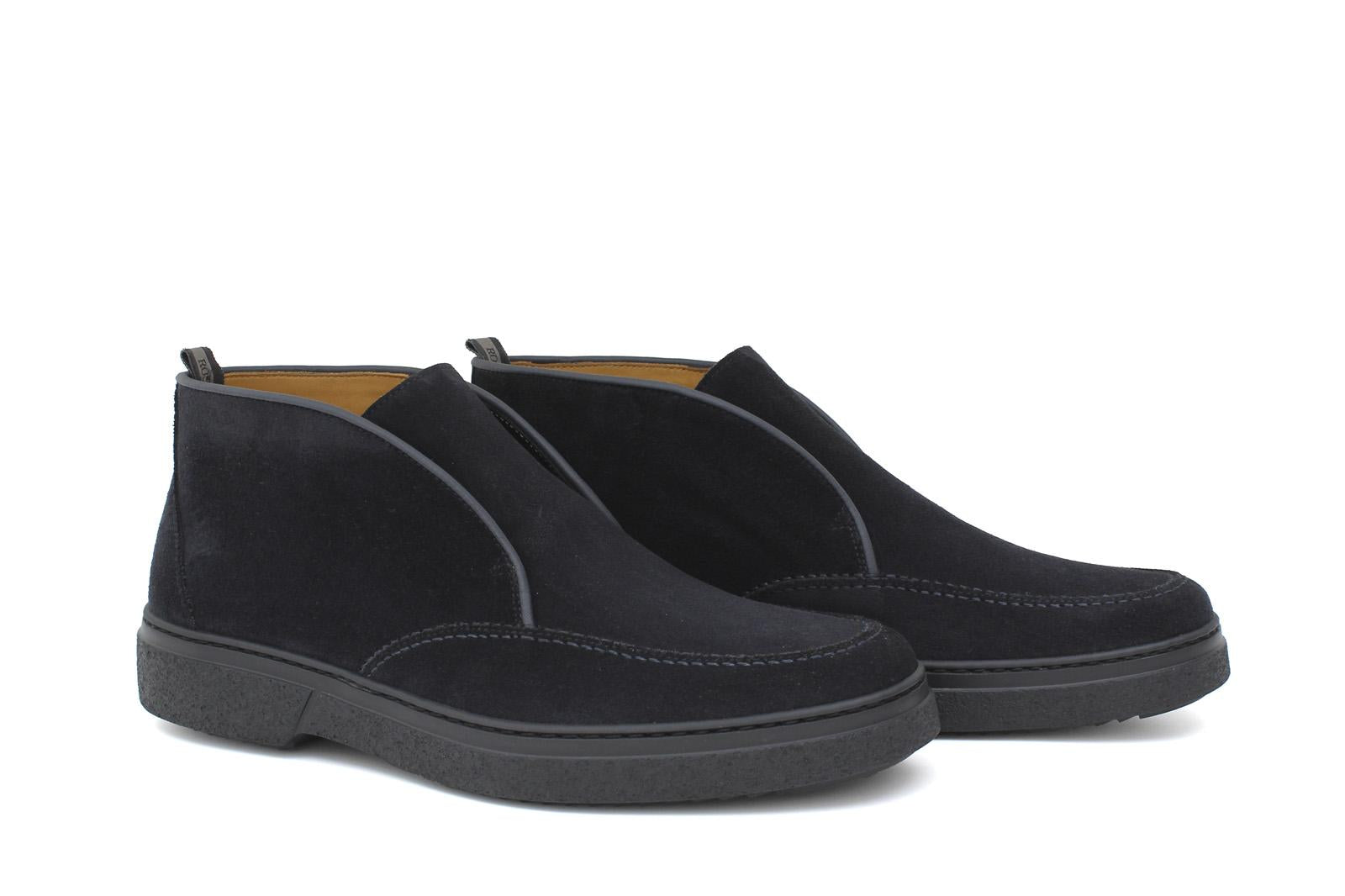 Polacchino con elastico centrale in camoscio ingrassato blu e fondo gomma leggera 1238PHSBLU 1141 ROSSI 