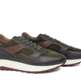Sneakers in pelle verdone con dettagli marrone e riporto in camoscio verdeone con fondo vibram 800BMIL 285 ROSSI 