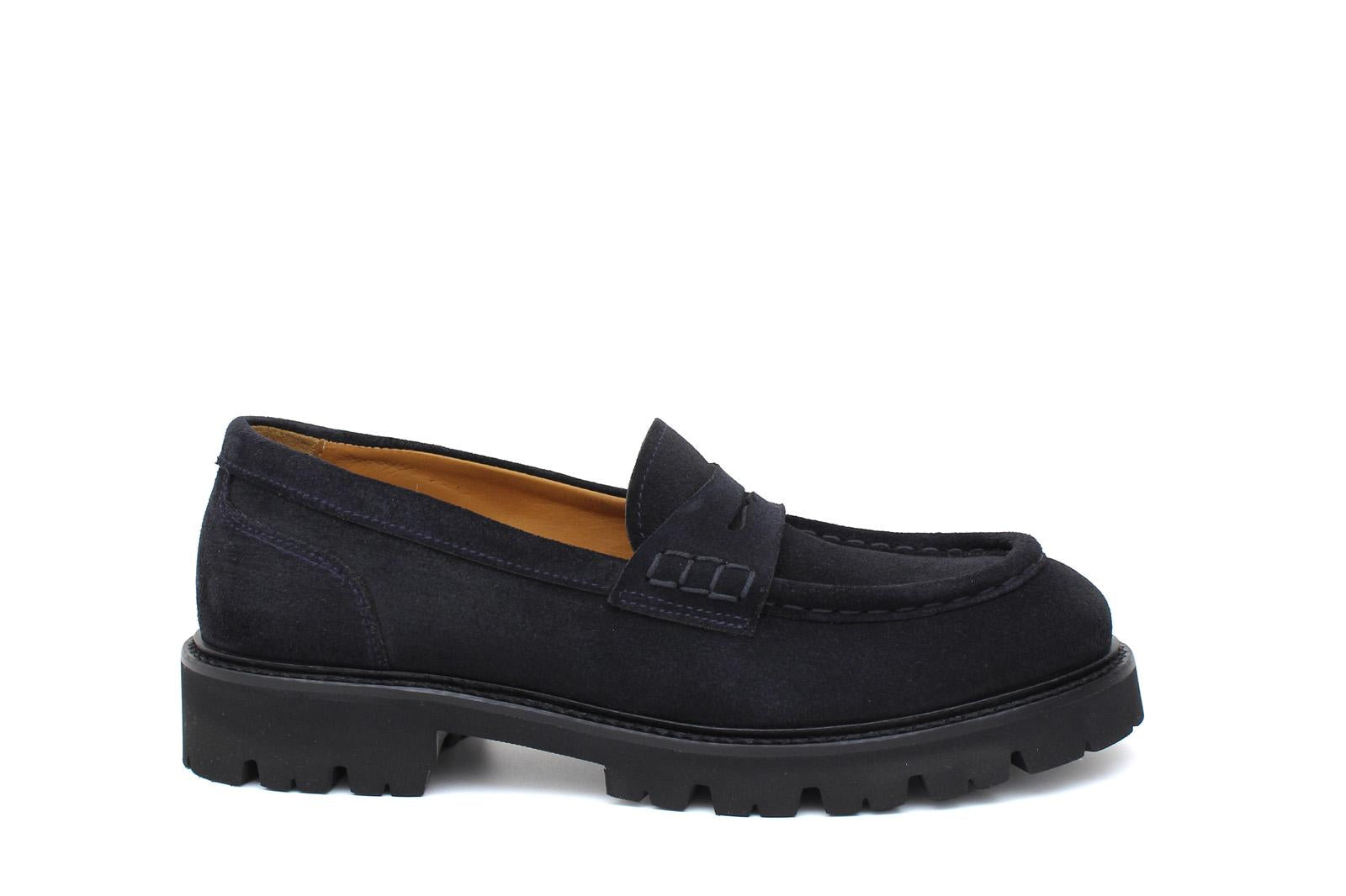 Mocassino donna stile ingegnere in suede blu e fondo in gomma leggera D212HSSBLU 7 ROSSI 